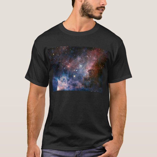 Camiseta Nebulosa Carina Vermelha e Azul Telescópio Hubble (Frente)