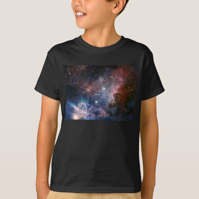 Camiseta Nebulosa Carina Vermelha e Azul Telescópio Hubble (Frente)
