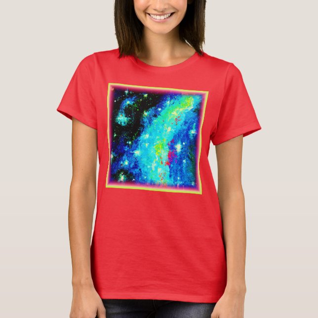 Camiseta Nebulosa e Designs Cosmicos Espaciais. Comprar Ago (Frente)