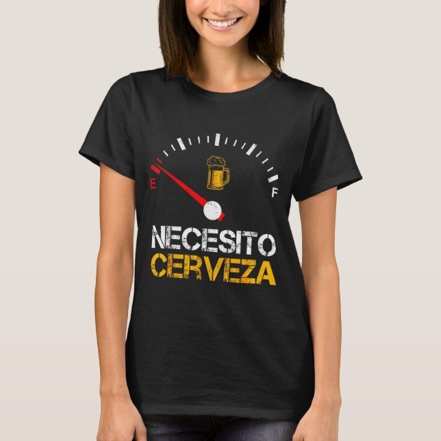 Camiseta Necesito Cerveza Funny Quote Saying Spanish Beer L (Frente)