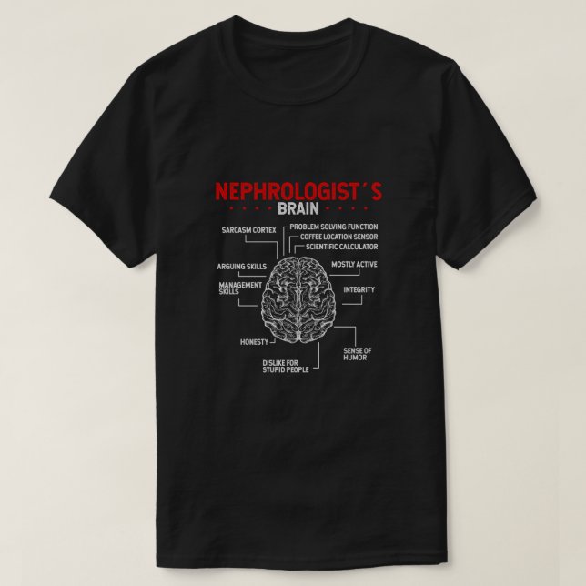 Camiseta Nefrologista Doutor Cérebro Cirurgião do Rim Tech (Frente do Design)