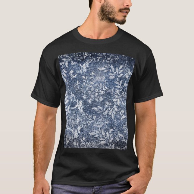 Camiseta Negação Floral Desbotada: Fundo Texturizado Grunge (Frente)
