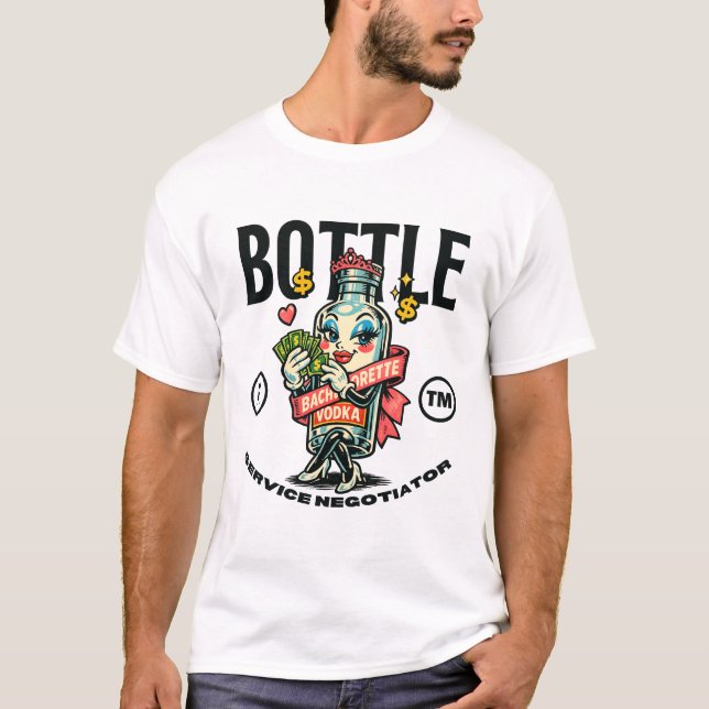 Camiseta Negociador de serviço de garrafa (Frente)