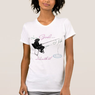 Camiseta Negócio da pesca da menina com ele artes de pesca