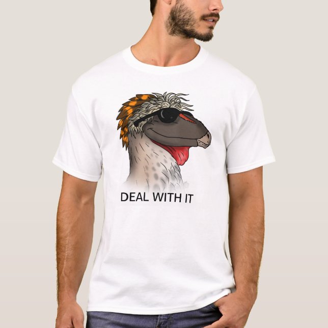 Camiseta Negócio de Dromaeosaur com ele (Frente)