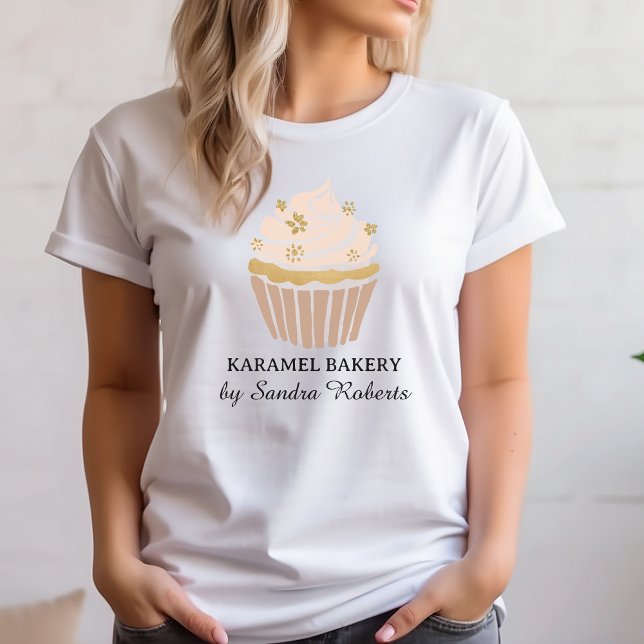 Camiseta Negócio de Padaria de Cupcake Rosa Bege (Blush pink cupcake bakery tshirt)
