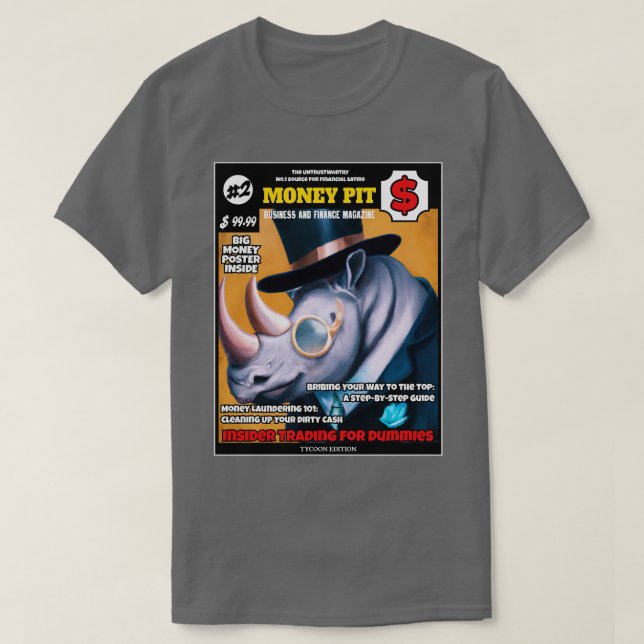 Camiseta negócio falso e dinheiro de revistas financeiras b (Frente do Design)