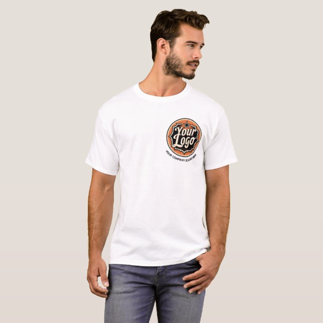 Camiseta Negócio Simples de Logotipo e Texto Personalizado (Frente Completa)