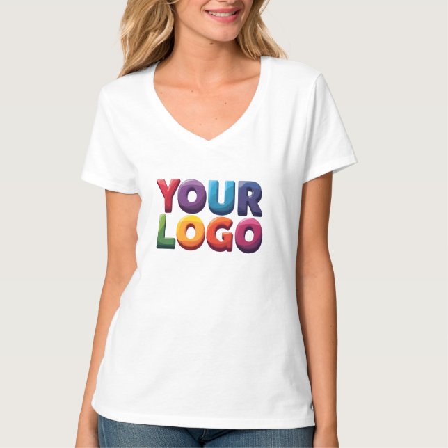 Camiseta Negócio Simples de Logotipo e Texto Personalizado (Frente)