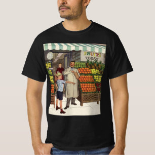 Camiseta Negócios Antigos, Banca de Frutas com Merceeiro e 