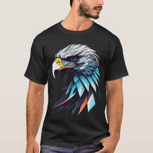 Camiseta Negra Básica da águia Americana Futurísti