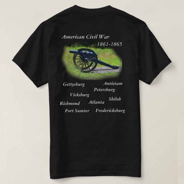 Camiseta Negra da Guerra Civil Americana (Verso do Design)