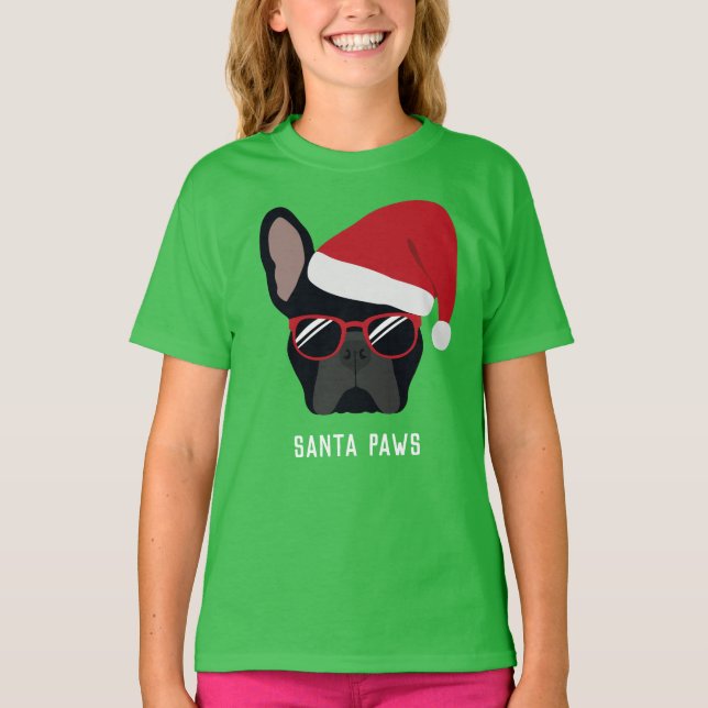 Camiseta Negra de Bulldog Francês Natal (Frente)