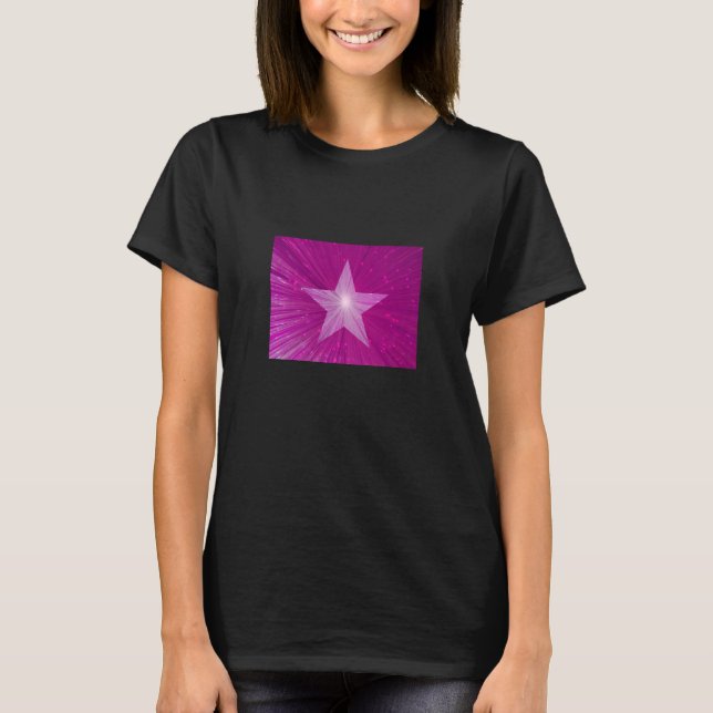 Camiseta negra, de estrelas rosa (Frente)
