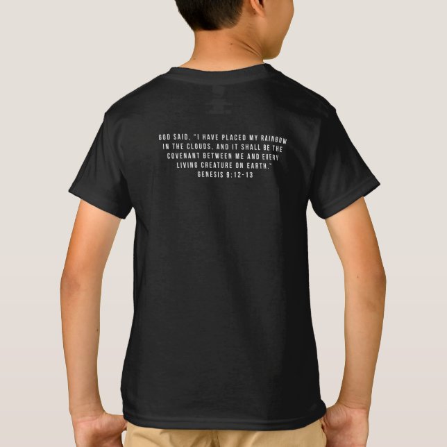 Camiseta Negra de Menino Arco-Íris Promessa de Deu