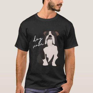 Camiseta Negra e Branca Cachorro Cachorro Cachorro Mãe Mulh