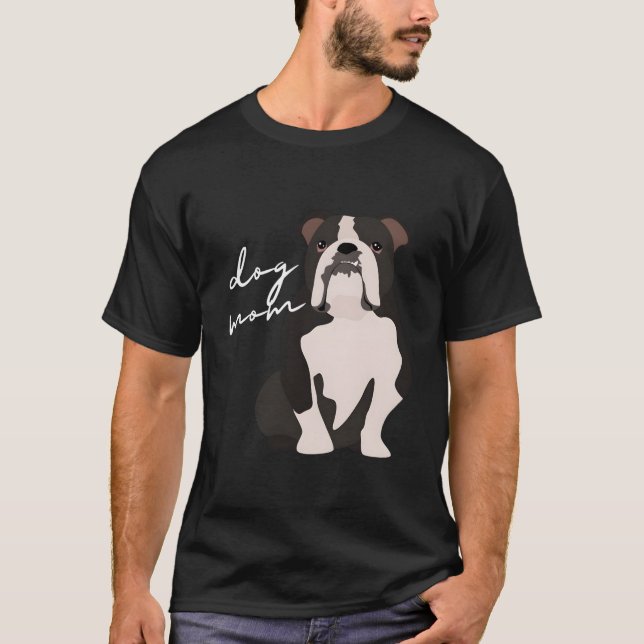 Camiseta Negra e Branca Cachorro Cachorro Cachorro Mãe Mulh (Frente)