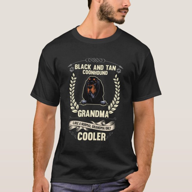 Camiseta Negra E Tan Coonhound Vovó Como Um Grã Normal (Frente)