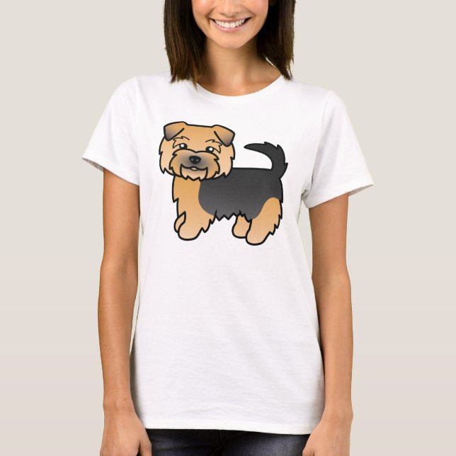 Camiseta Negra E Tan Norfolk Terrier Cute Cartoon Dog (Frente)