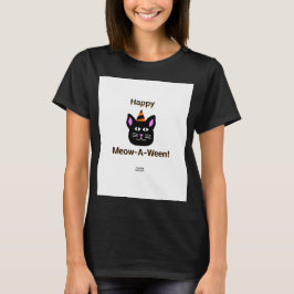 Camiseta Negra Gato-Moa-Ween Camisa Negra-Básica p