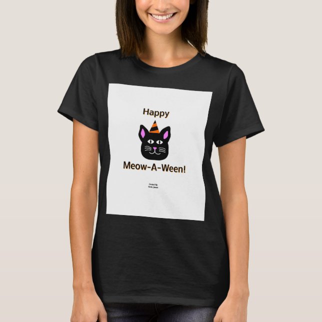 Camiseta Negra Gato-Moa-Ween Camisa Negra-Básica p (Frente)