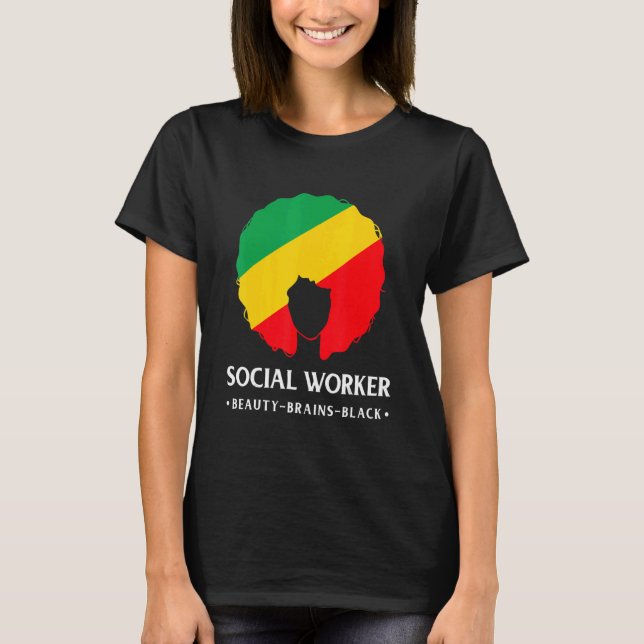 Camiseta Negra Histórico Mês Trabalhador Social Africano Am (Frente)