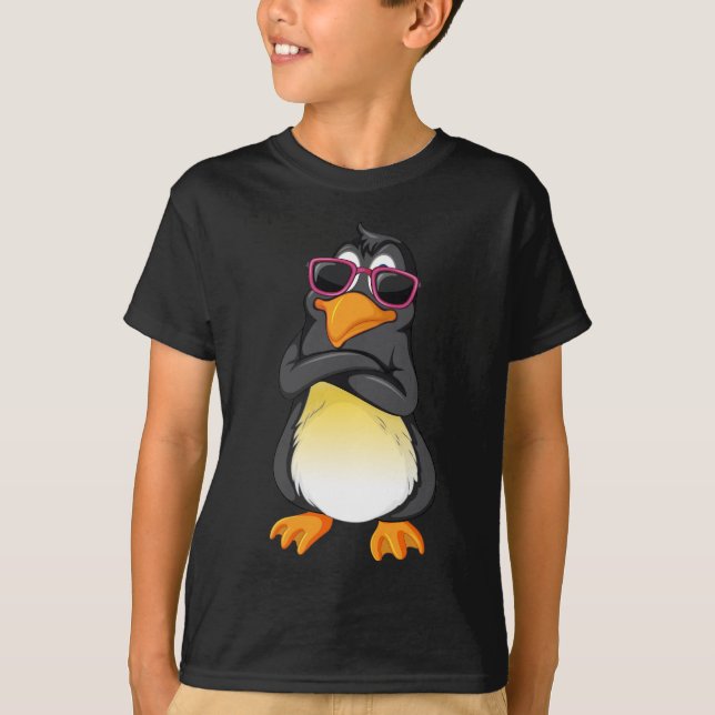 Camiseta Negra legal do Criança Pinguim (Frente)