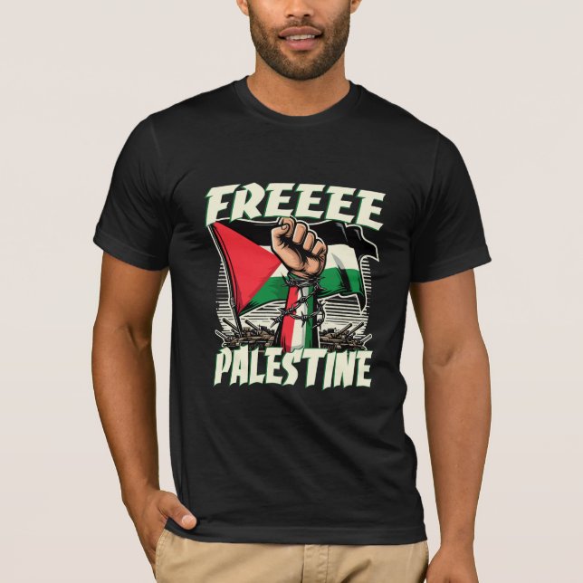 Camiseta Negra Livre Palestina Design 2024 (Frente)