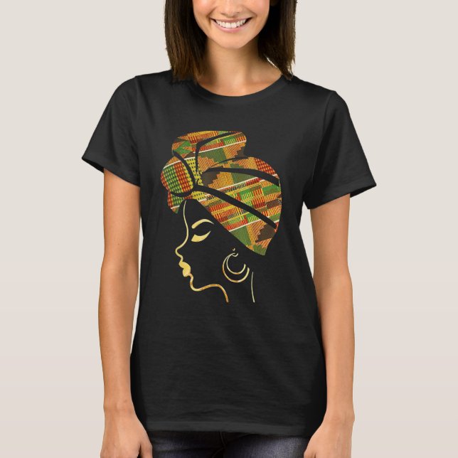 Camiseta Negra Menina Magia Afro Melanina Folheto Preto (Frente)