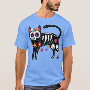 Camiseta Negra-Negra-Açúcar Dia do Gato Morto Bestial Mexic
