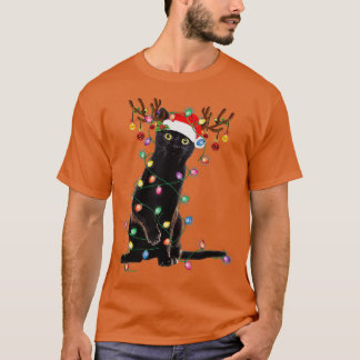 Camiseta Negra Negra Negra Negra Luzes De Natal Engraçadas 