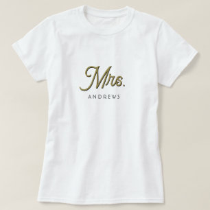 Camiseta Negra personalizada e dourada, T-Shirt de casament