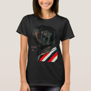 Camiseta Negra Pug Women Pug Pug Mãe Vida Pai Pet Amor Cach