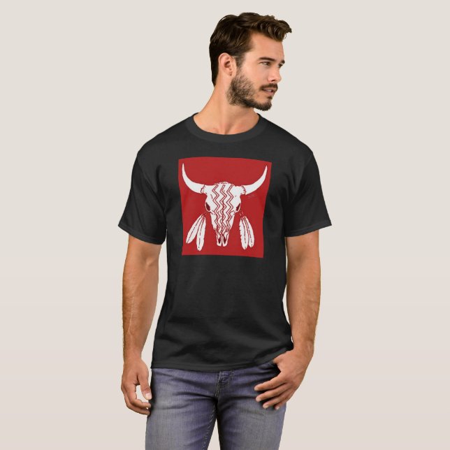 Camiseta Negra Red Ghost Dance Buffalo (Frente Completa)