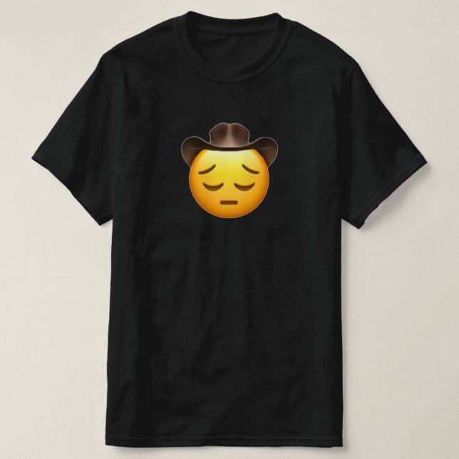 Camiseta Negra Sad Cowboy Emoji (Frente do Design)