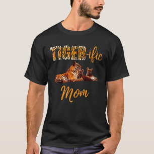 Camiseta Negra Tigre Ific Mãe Com Mamãe Tiger E Seu Bebê Cu