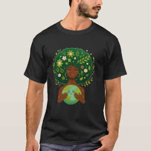 Camiseta Negra Verde Depois do Dia da Mãe Terra Gaia Salve