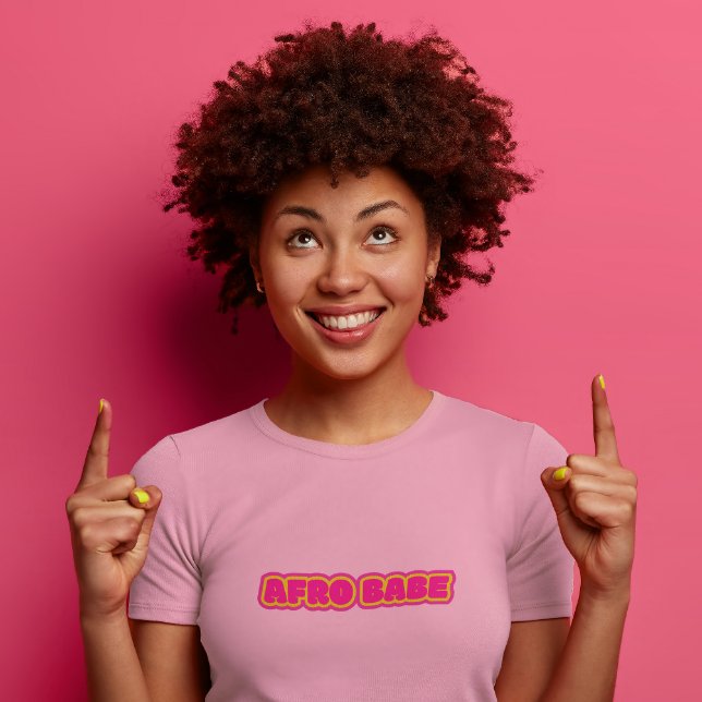 Camiseta Negras, cor-de-rosa afro-bebê T-Shirt (Afro Babe Text T Shirt)