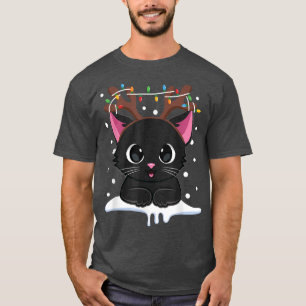 Camiseta Negras de Natal Reindeer Antlers Catmas Mulheres