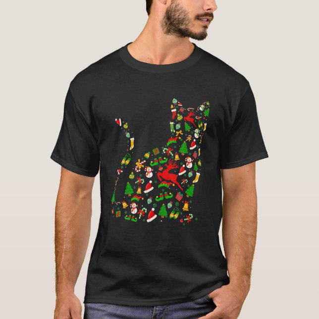 Camiseta Negras de Natal Reindeer Antlers Catmas Mulheres (Frente)