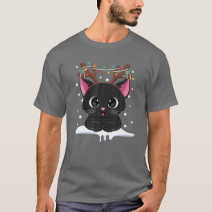 Camiseta Negras de Natal Reindeer Antlers Catmas Mulheres
