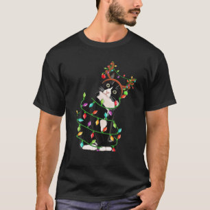 Camiseta Negras de Natal Reindeer Antlers Catmas Mulheres