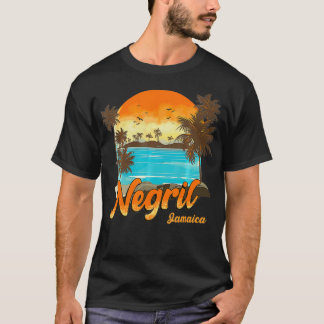Camiseta Negril Jamaica Beach Summer Vacing Sunset Palm T
