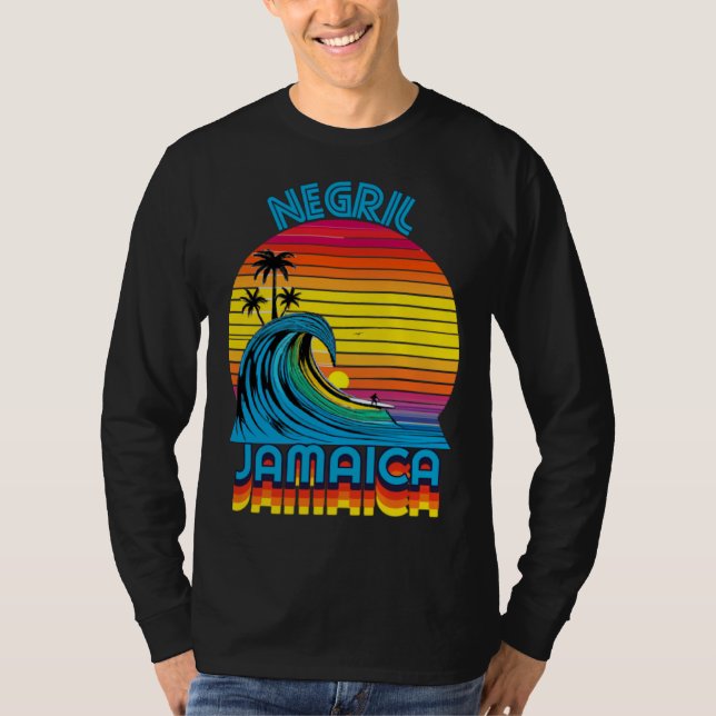 Camiseta Negril Jamaica Retro Throwback Surf & Beach Souven (Frente)