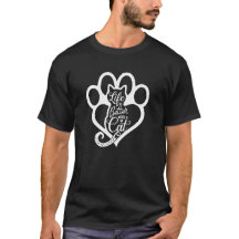 Negrito "A vida é melhor com um gato"