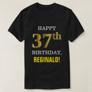 Camiseta Negrito, Preto, Falso Dourado 37.º aniversário com