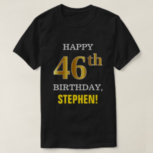 Camiseta Negrito, Preto, Falso Dourado 46º aniversário com