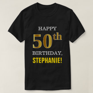 Camiseta Negrito, Preto, Falso Dourado 50º Aniversário com