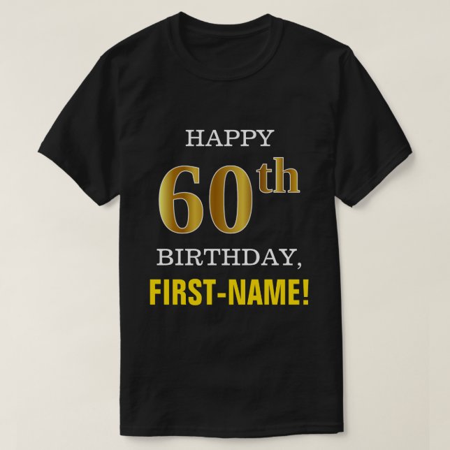 Camiseta Negrito, Preto, Falso Dourado 60º aniversário com  (Frente do Design)