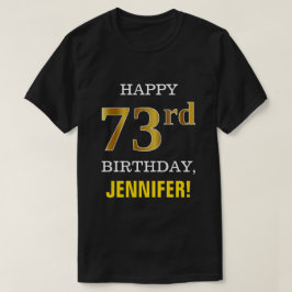 Camiseta Negrito, Preto, Falso Dourado 73º aniversário com 
